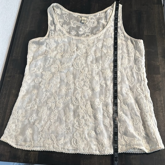 Lucky Brand Cream Gauzy Floral Embroidered Boho Tank Size Medium - Picture 6 of 6